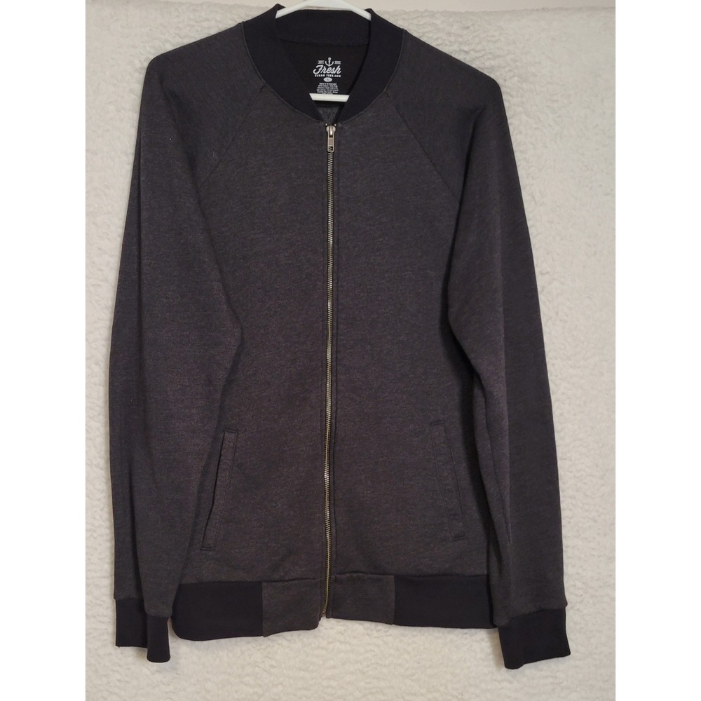 Fresh Clean‎ Tees Mens Sweatshirt Black Size L Full Zip Long Sleeve Fleece 1260